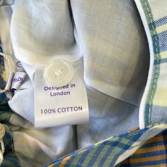 Rachel Riley blue plaid cotton short overalls dungarees shortalls nwt - Picture 6 of 6